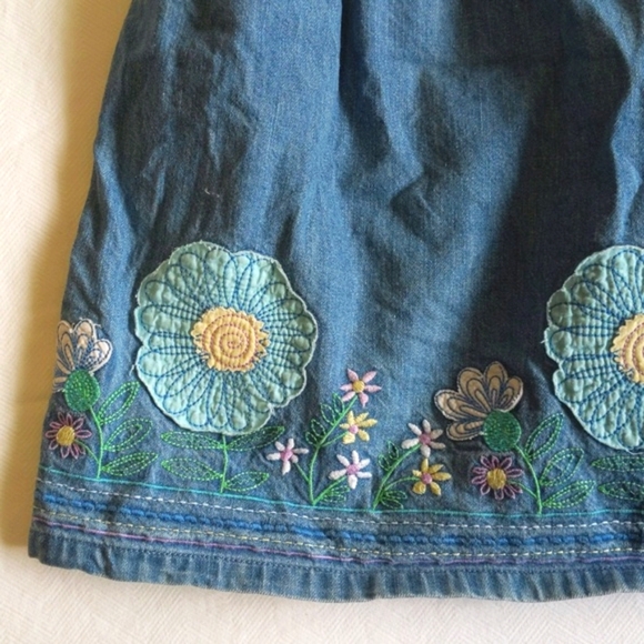 vintage old navy floral embroidered cotton denim summer dress 4T toddler girls - Picture 4 of 8